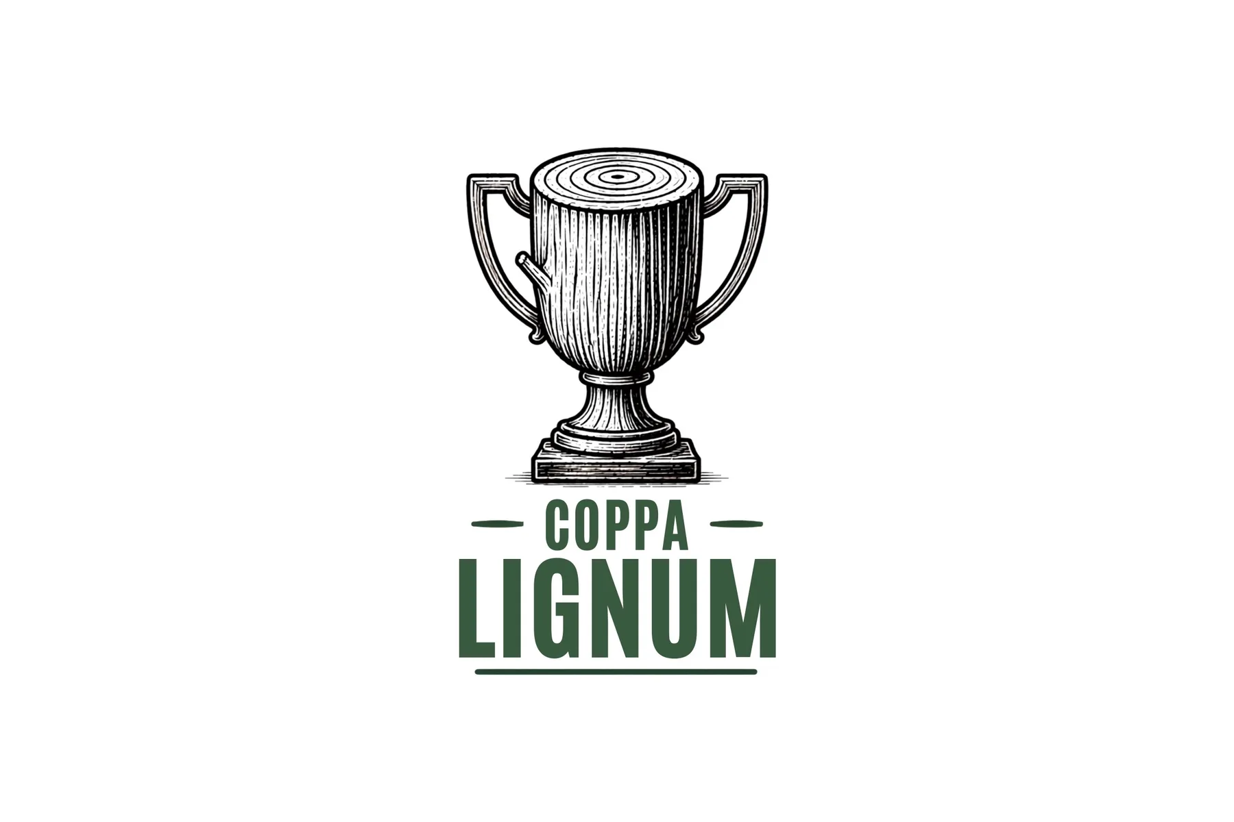 Coppa Lignum logo: a trophy shaped like a tree trunk with the words Coppa Lignum